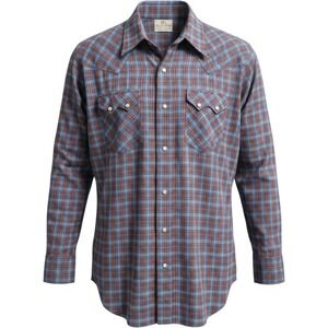 Dee Cee Brand Western Shirt Mens 16.5 Blue‎ Red Plaid Pearl Snap Vintage USA